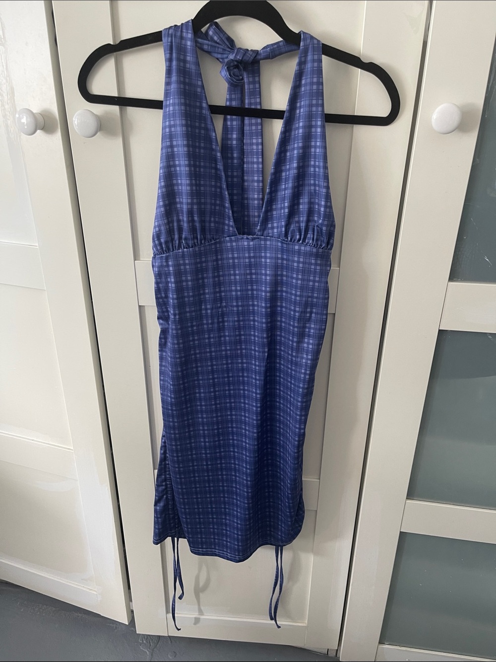 Blue Plaid Halter Chemise Nightdress - Women Intimates